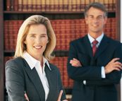 Two lawyers in a law library